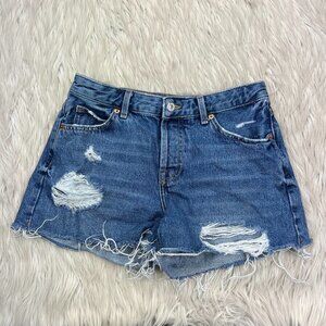 Topshop Moto Ashley Distressed Denim Shorts‎
